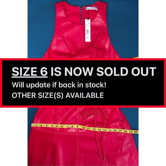 Alice + Olivia Leandra Red Vegan Leather Tie Waist Mini Dress - Picture 10 of 16